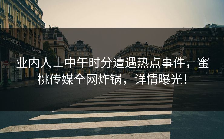 业内人士中午时分遭遇热点事件,蜜桃传媒全网炸锅,详情曝光! 业内人士中午时分遭遇热点事件,蜜桃传媒全网炸锅,详情曝光!