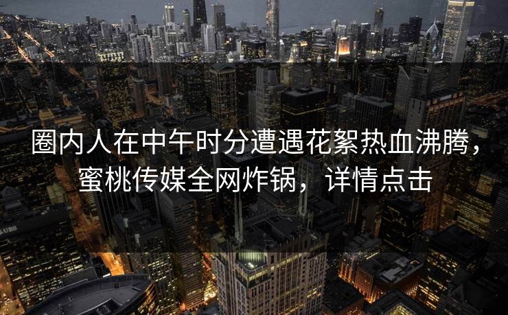 圈内人在中午时分遭遇花絮热血沸腾，蜜桃传媒全网炸锅，详情点击