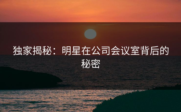 独家揭秘：明星在公司会议室背后的秘密
