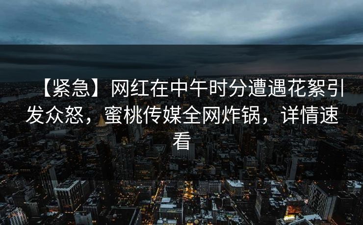 【紧急】网红在中午时分遭遇花絮引发众怒，蜜桃传媒全网炸锅，详情速看