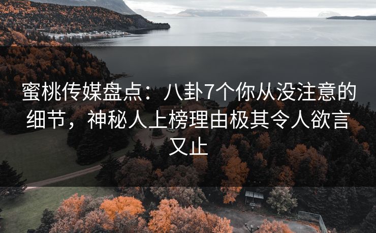 蜜桃传媒盘点：八卦7个你从没注意的细节，神秘人上榜理由极其令人欲言又止